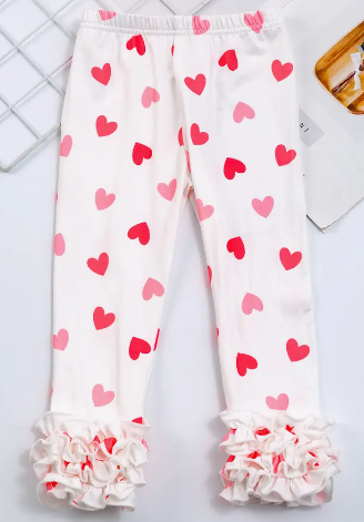 Little Trendy - Valentine’s Heart Print Ruffle Pant
