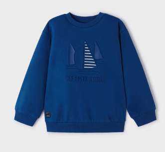 Mayoral -  Sailboat Blue Embossed Pullover