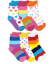 Load image into Gallery viewer, Jefferies - 6 Pack Rainbow Hearts Socks