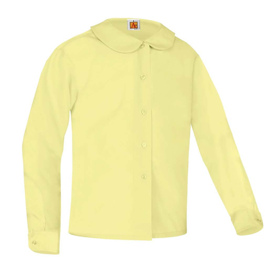 Round Collar Long Sleeve Blouse - Yellow