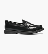 Load image into Gallery viewer, Croquet Penny Loafer in black viewed from the side