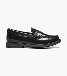 Croquet Penny Loafer in black viewed from the side
