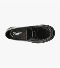 Load image into Gallery viewer, Croquet Penny Loafer in black viewed from above