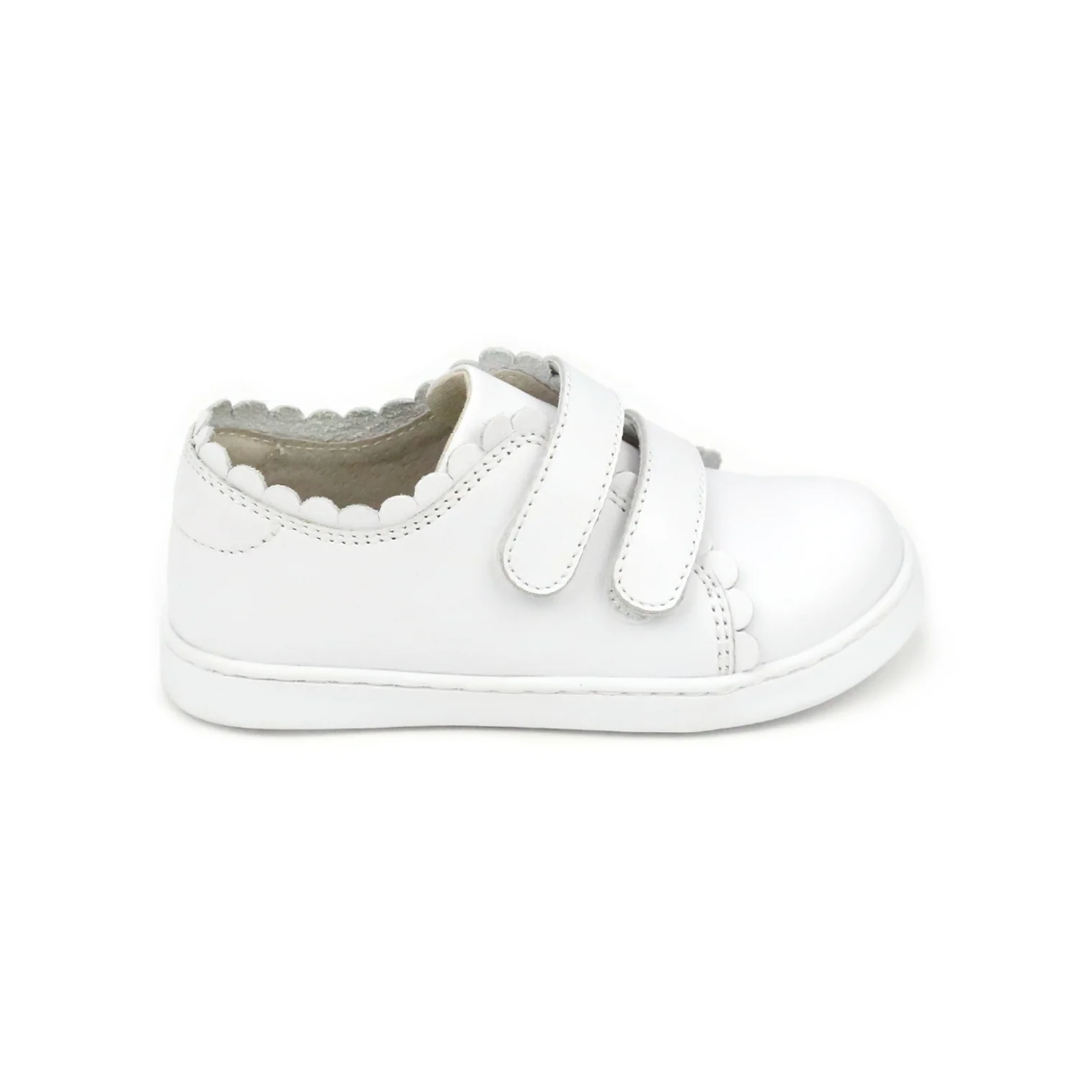 L'Amour Girls Caroline Double Velcro Scalloped Leather Sneaker – L'Amour  Shoes