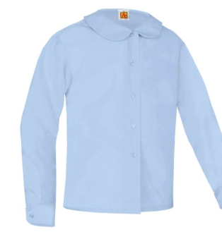 Royal Oak St Mary - Lt Blue Long Sleeve Round Collar Blouse