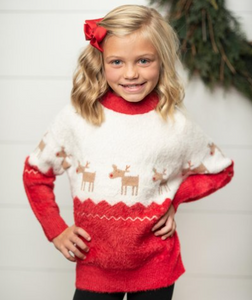 Adorbale Sweetness - Fuzzy Reindeer Sweater