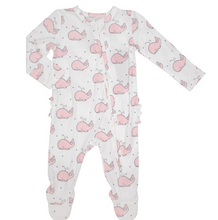 Load image into Gallery viewer, Angel Dear -  Girls Ruffle Back Zippered Footie (More Colors)