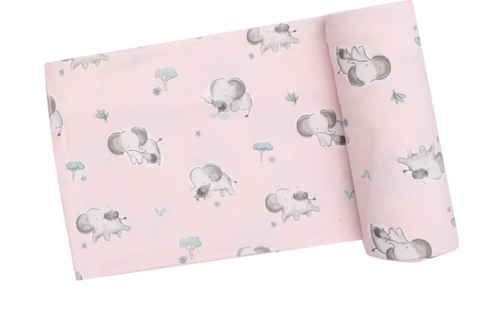 Angel Dear - Pink Elephants Swaddle Blanket