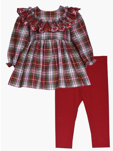 Bonnie Jean - Plaid Embroidered Legging Set