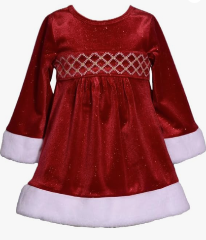 Bonnie Jean - Smocked Santa Dress