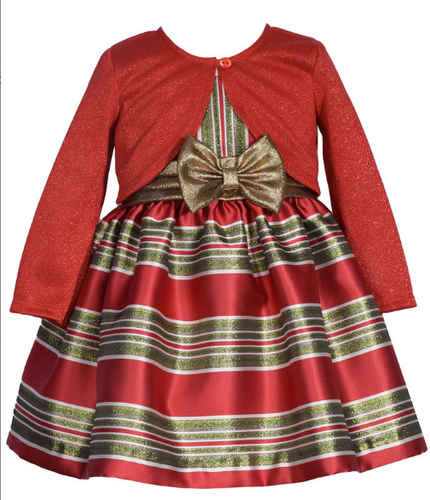 Bonnie Jean - Stripe Dress + Cardi