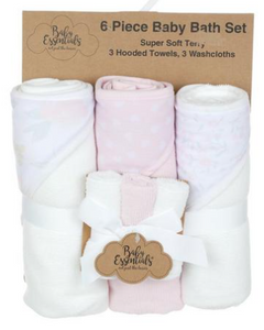 Baby Essentials - 6pc Girl Towel & Washcloth Set