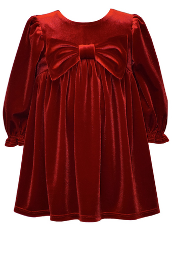 Bonnie Jean - Red Velvet Bow Dress