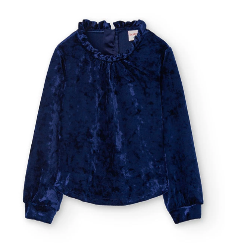 Boboli - Navy L/S Velvet T-Shirt