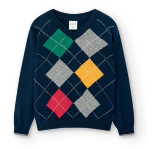 Boboli - V-Neck Argyle Sweater