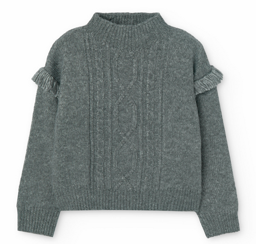 Boboli - Cable Trim Grey Sweater