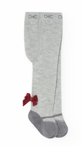 Boboli - Gray Tights w/ Bow