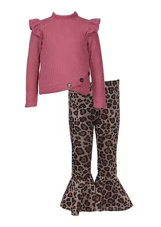 Bonnie Jean - Animal Print Pant + Button Top Set