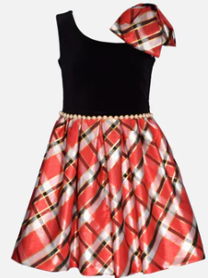 Bonnie Jean Velvet and Plaid Dress