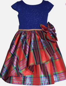 Bonnie Jean Blue Sequin & Plaid Dress