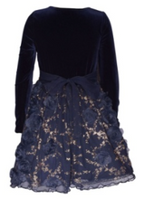 Load image into Gallery viewer, Bonnie Jean Foiled Navy Velvet Ballerina Dress