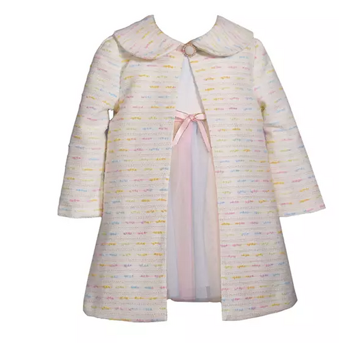 Bonnie Jean - Cream Boucle Coat & Dress Set