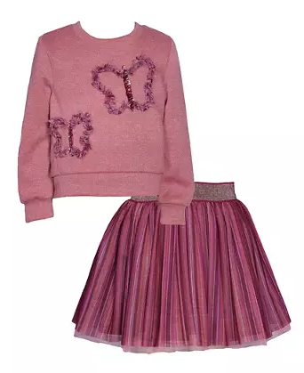 Bonnie Jean -  Butterfly Sweatshirt And Skirt