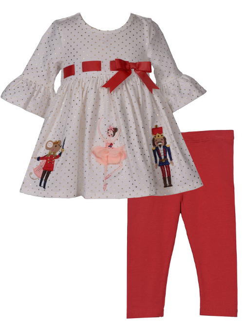 Bonnie Jean Baby Girl's Dress & Legging Set – Red Knit Dress With Ruffles & Brown Leggings, Size 12M-24M - View #8