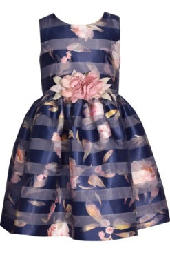 Bonnie Jean - Shadow Stripe Flower Dress