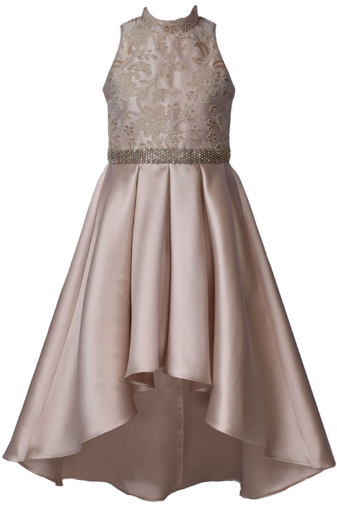 Bonnie Jean- Mock Neck Hi Low Dress 13129: Connie's Children's Shop