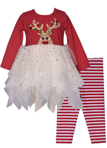 Bonnie Jean- Reindeer Tunic Set