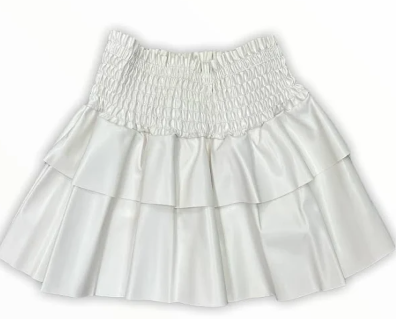Cheryl Creations Kids - Silver Faux Leather Ruffle Skirt