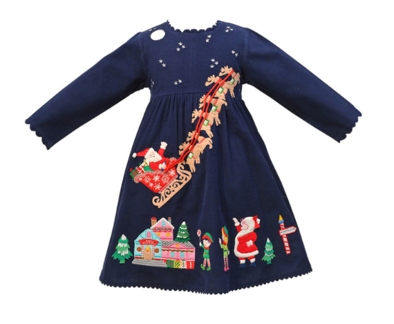 Cotton Kids- Santa Scene Christmas Dress