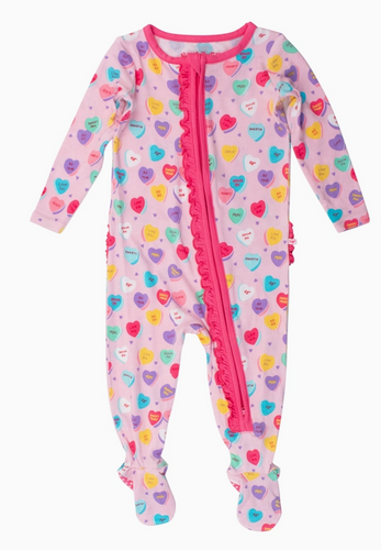 Be My Valentine - Ruffle One Piece Footie Pajamas