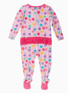 Be My Valentine - Ruffle One Piece Footie Pajamas