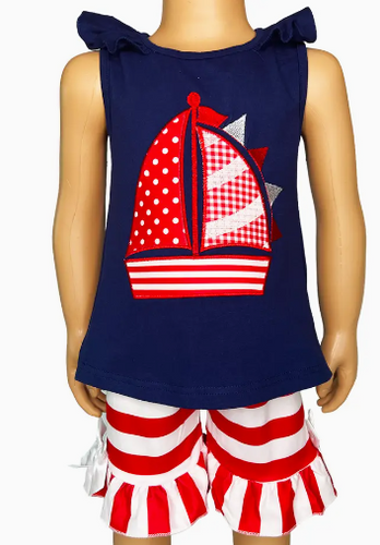 Faire - Nautical Sailboat Tank and Ruffle Short Outfit