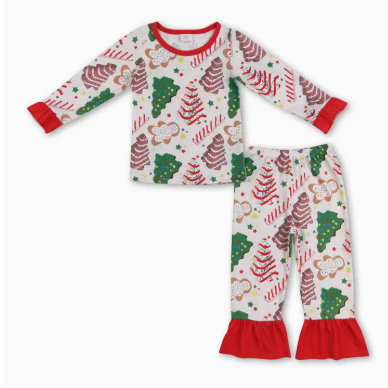 Faire - Christmas Ruffle Trim PJ Set