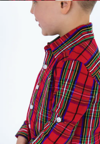 Rugged Butts - Red Nicholas Plaid Long Sleeve Button Down Shirt