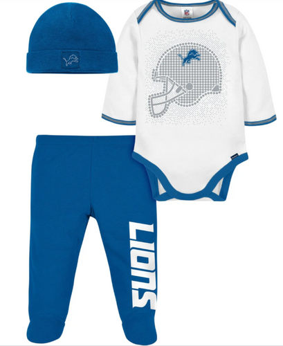 Gerber - 3-Piece Baby Boys Lions Bodysuit, Footed Pant, & Cap