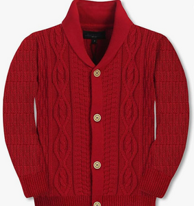 Gioberti - Red Cable Knit Shawl Sweater Gioberti - Red Cable Knit Shawl Sweater