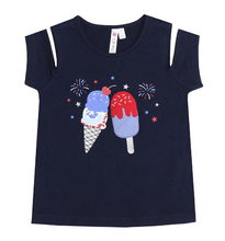 Load image into Gallery viewer, Global Tex - Red/ White/ Blue Ice Cream Short Set