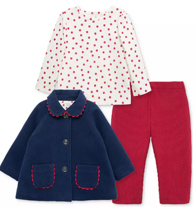 Little Me - 3 Piece Navy and Red Jacket Set LPG13359: Connie's