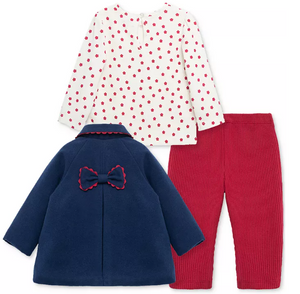 Little Me - 3 Piece Navy and Red Jacket Set