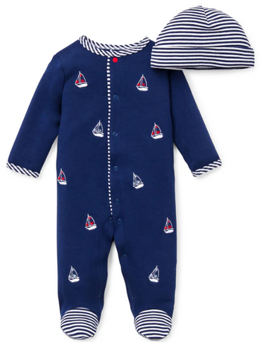 Little Me - Sailboat Footie W/ Hat