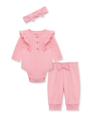 Little Me - 3-Piece Pink Peony Outfit