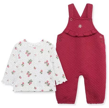 Little Me - Red Rose Overall Set