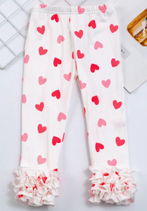 Little Trendy - Valentine’s Heart Print Ruffle Pant