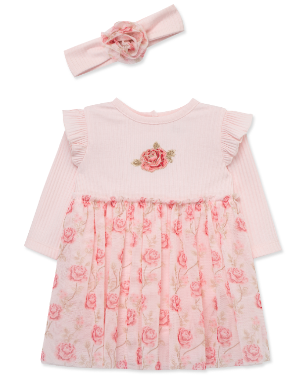 Little Me - Pink Roses Tutu + Headband