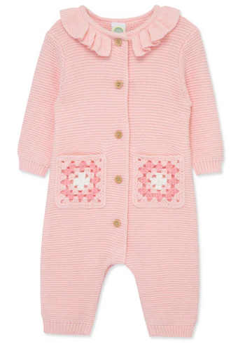 Little Me - Pink Crochet Coverall