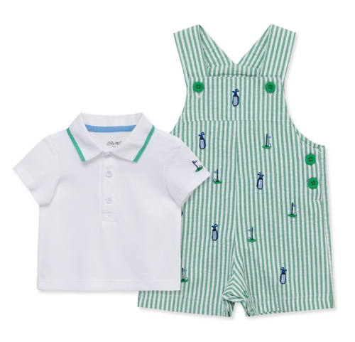 Little Me  - Seersucker Golf Shortall Set